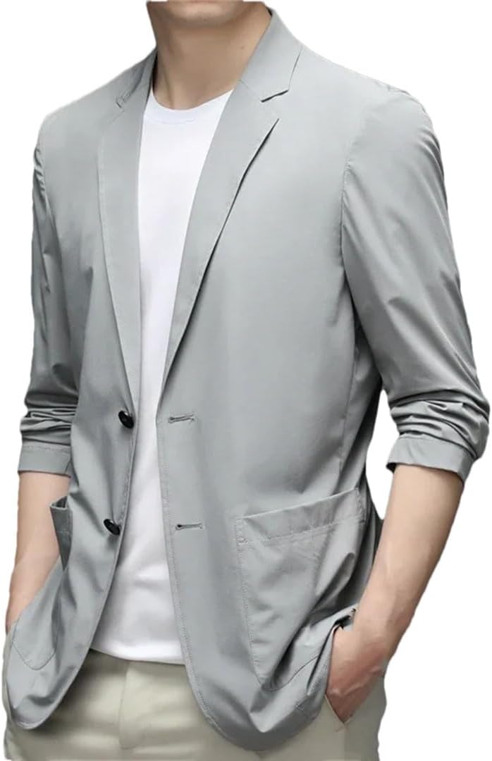 Men's Lightweight Breathable Slim Fit Ice Silk Casual Jacket for Summer
