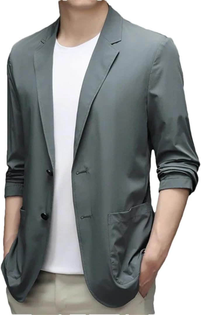 Men's Lightweight Breathable Slim Fit Ice Silk Casual Jacket for Summer