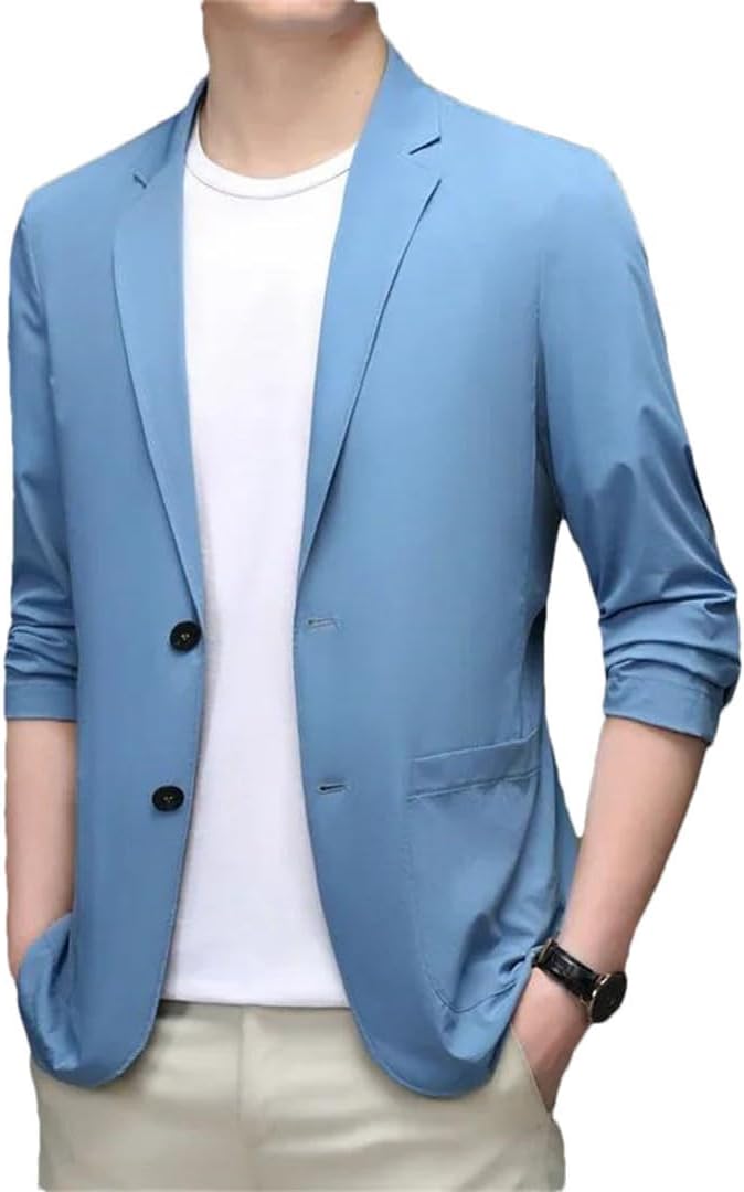 Men's Lightweight Breathable Slim Fit Ice Silk Casual Jacket for Summer